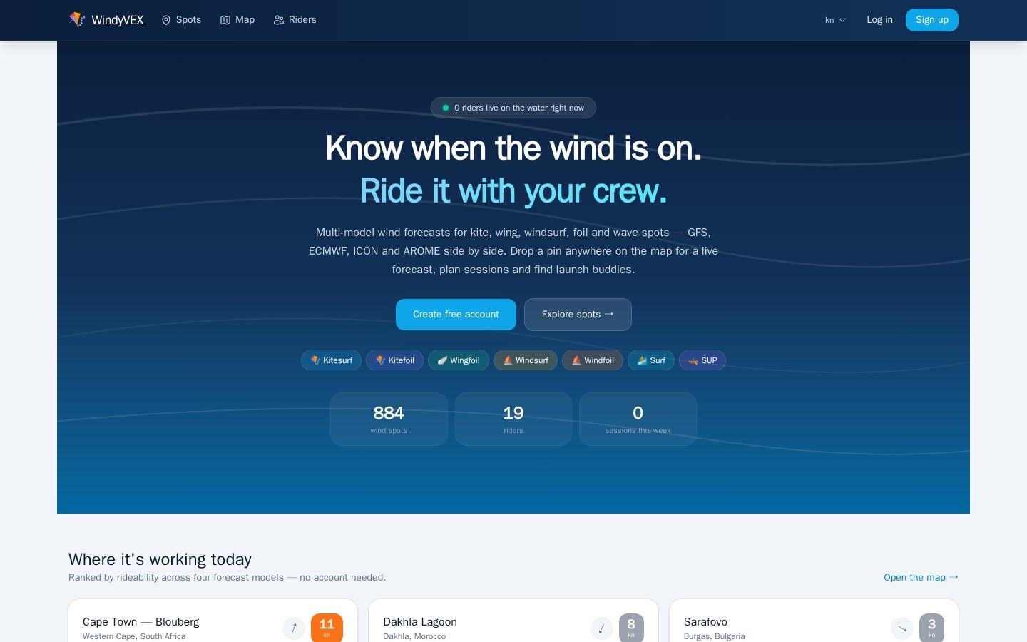 WindyVEX — прогноза за вятъра и партньори за каране